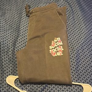 Anti Social Social Club Black Sweatpants Relaxed Fit Casual